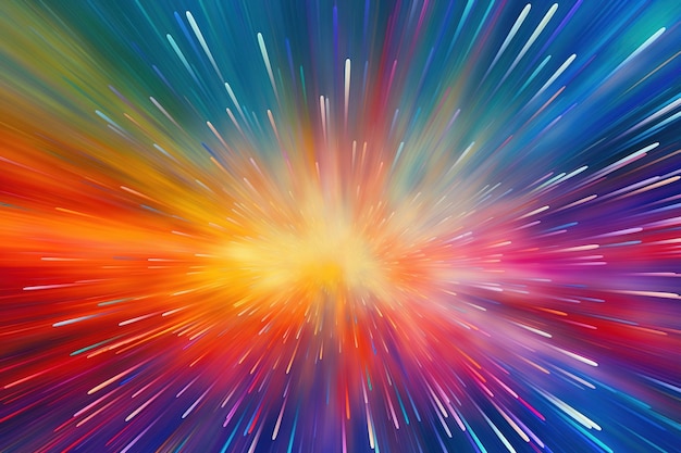 a multicolored backdrop with a starry explosion in the middle of it