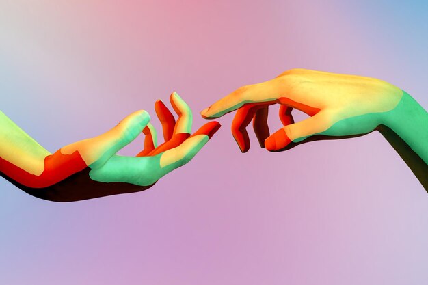 Photo multicolored background isolated hand