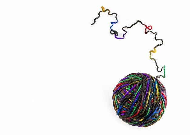Multicolored ball of wool yarn