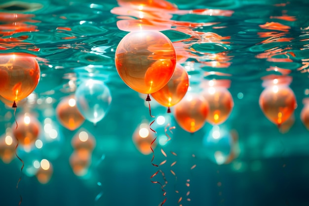 Multicolored balloons against the blue sky