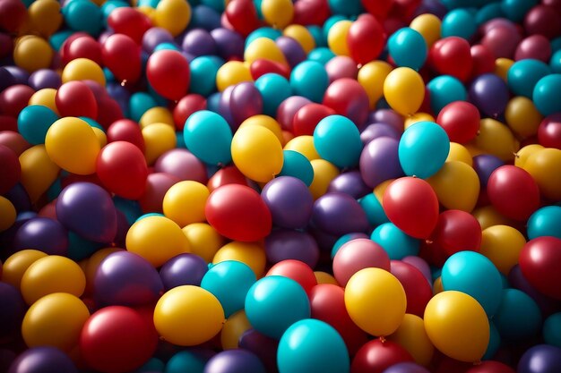 Многоцветный фон воздушных шаров Полный кадр Избирательный фокус, сгенерированный ИИ