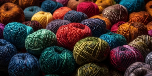 Multicolored balls of yarn