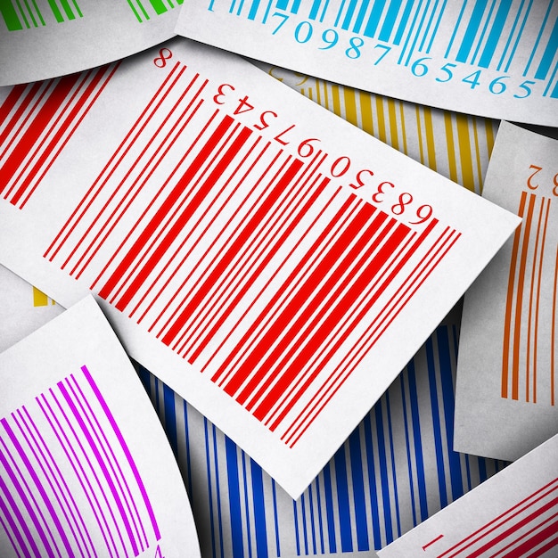 Multicolored bar codes background square image