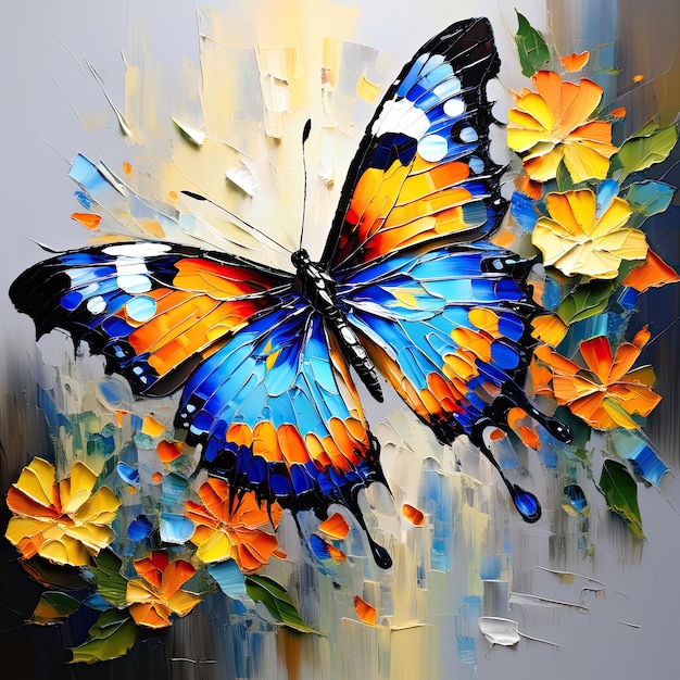 Multicolored beautiful butterfly painting