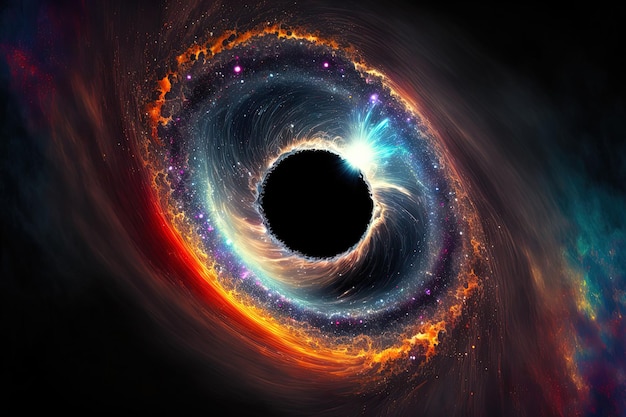 A multicolored black hole in space