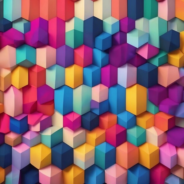 Multicolored bright geometric background paper style 3d render