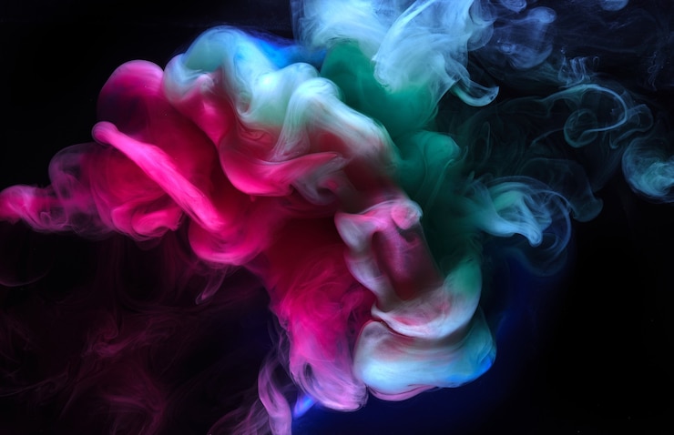 Photo multicolored bright smoke abstract background colorful fog vibrant colors wallpaper swirl mix paint underwater