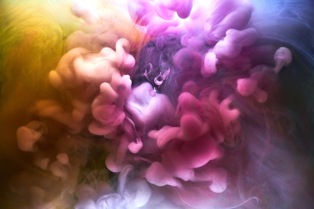 Multicolored bright smoke abstract background colorful fog vibrant colors wallpaper swirl mix paint underwater