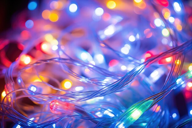 Photo multicolored christmas lights in soft focus