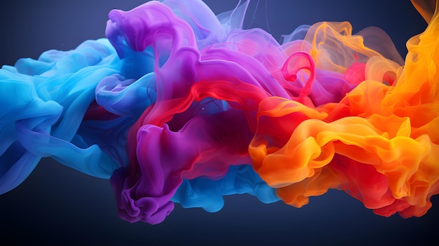a multicolored cloud of smoke on a black background