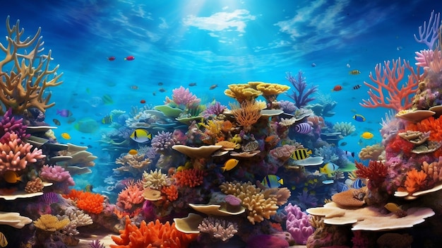 MultiColored Coral Reef Teeming with Sea LifeAi