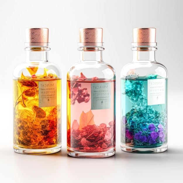 Multicolored cosmetic transparent bottles cosmetic tonic glass