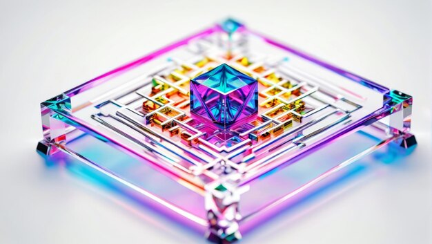 Multicolored Crystal Object on White Surface