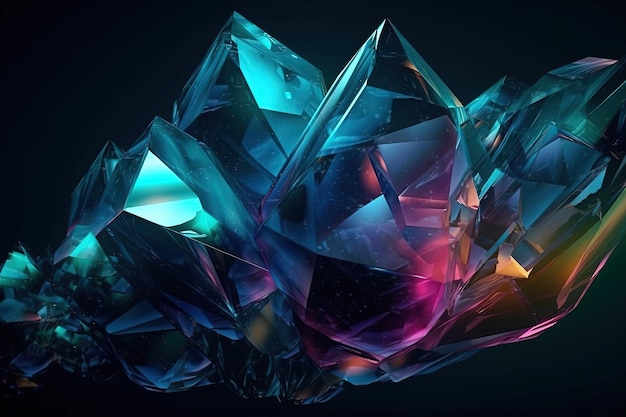 Multicolored crystals on a black background Generative AI