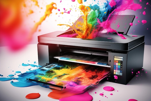 Photo multicolored drawing banner printer graphic ink art colorful paint background design