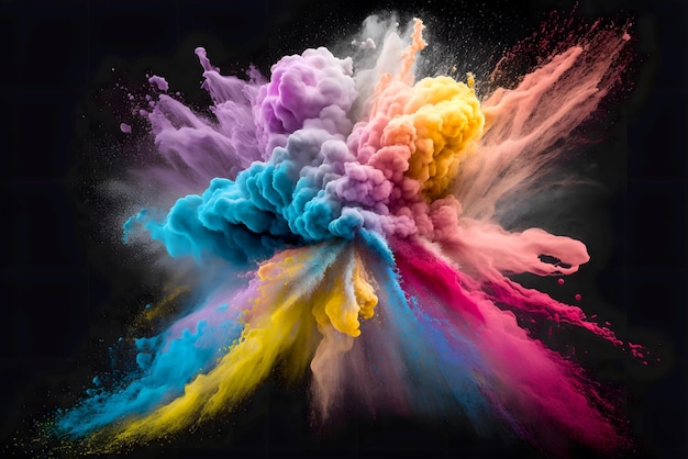 A Multicolored Dust Cloud on a White Surface