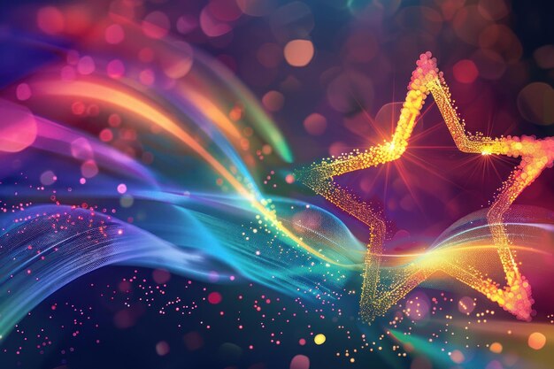 Multicolored Energy Flow star shape Background