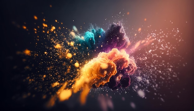 Multicolored explosion of fire and water Generative AI