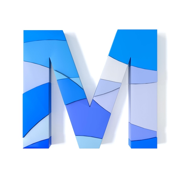 Multicolored Extruded Alphabet M met geïsoleerd op witte achtergrond 3d-rendering