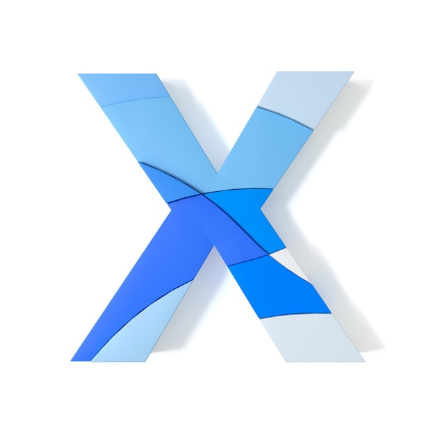 Multicolored Extruded Alphabet X met geïsoleerd op witte achtergrond 3d-rendering