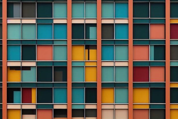 Multicolored facades with black window frames