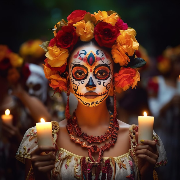 Multicolored face paint celebrates Day of the Dead at Viva Mexico A Cultural