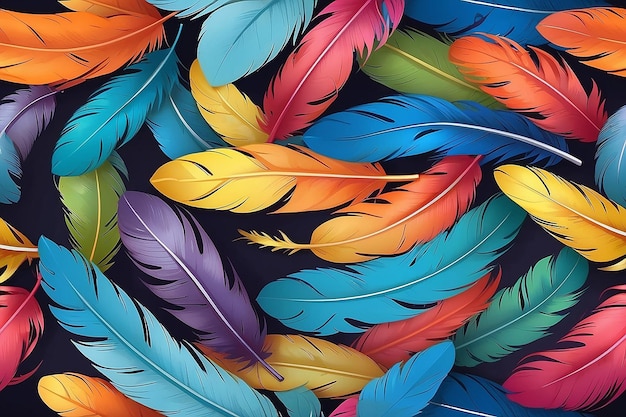 Multicolored feathers in circle