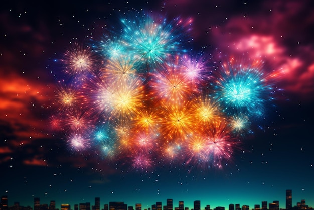 Multicolored fireworks