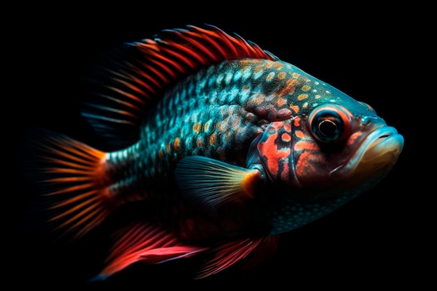 Multicolored fish Generative AI