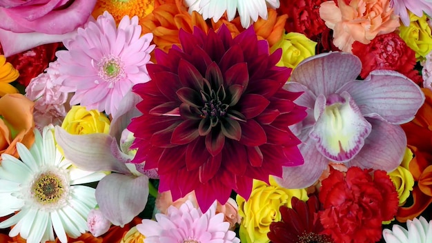 여러 가지 빛깔의 꽃 클로즈업