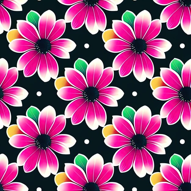 Photo multicolored flowers pattern seamless