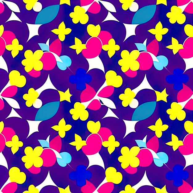 Photo multicolored flowers pattern seamless