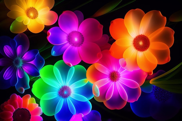 Premium AI Image | Multicolored flowers wallpaper background