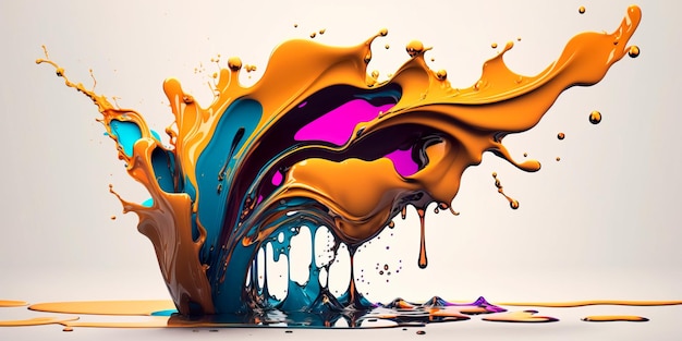 Multicolored Fluid splash swirl on white Luxury Multicolored flow Generative AI