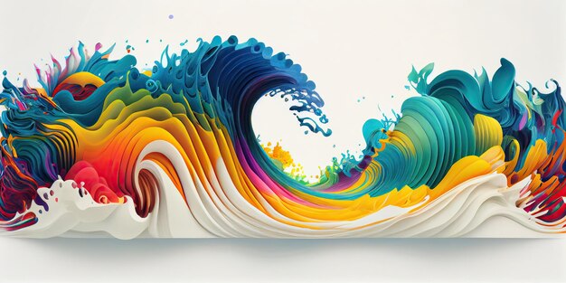 Multicolored fluid swirling waving background generative ai