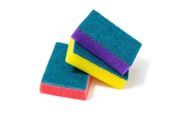 Multicolored foam sponges for washing dishes