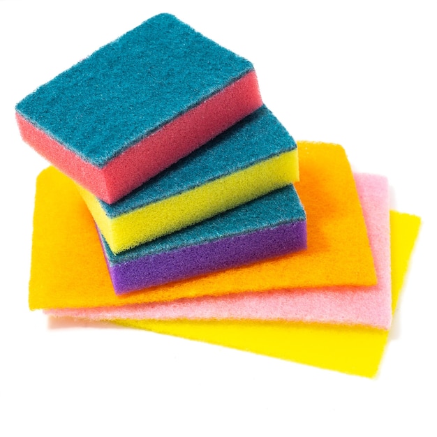 Multicolored foam sponges for washing dishes