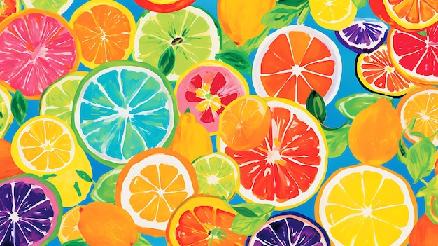 Multicolored fruits pattern ink