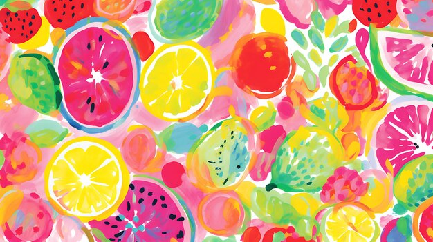 Multicolored fruits pattern ink