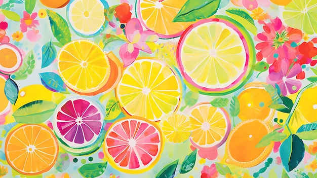 Multicolored fruits pattern ink