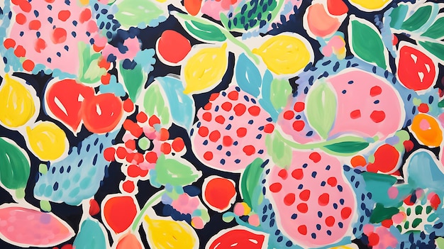 Multicolored fruits pattern ink