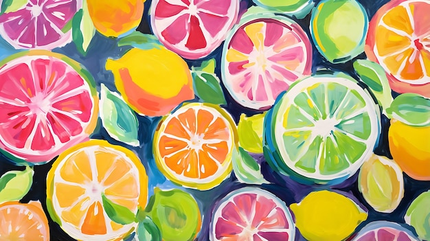 Multicolored fruits pattern ink