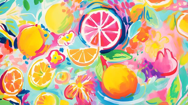 Multicolored fruits pattern ink