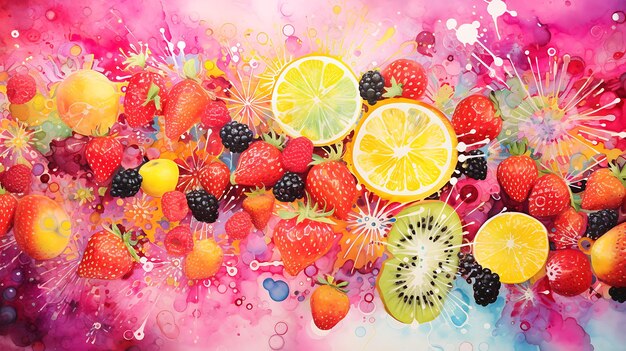 Photo multicolored fruits pattern ink
