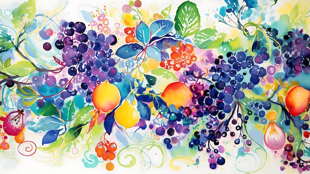 Multicolored fruits pattern ink