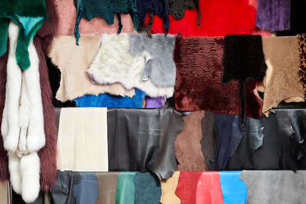 Photo multicolored fur skins