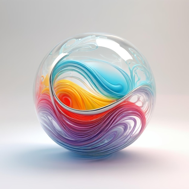 Многоцветный стеклянный шар на столе