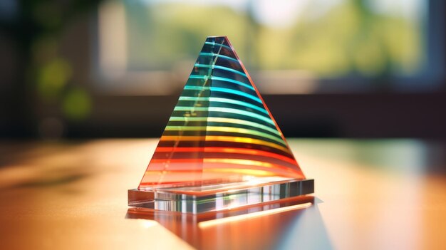 Photo multicolored glass block on table