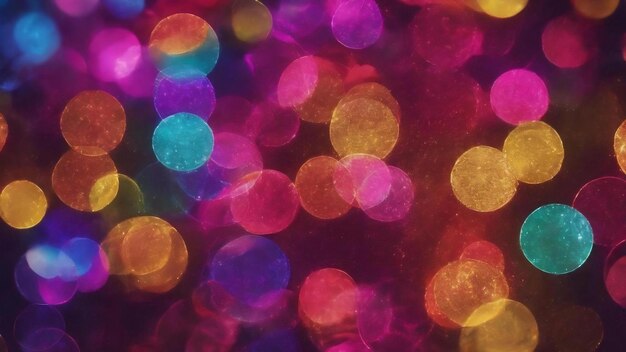 Multicolored glitter lights background blurry rainbow defocused circles