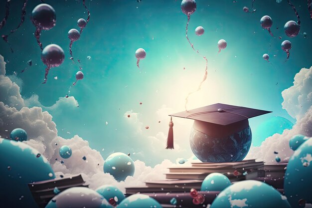 Multicolored graduation celebration background Illustration AI Generative